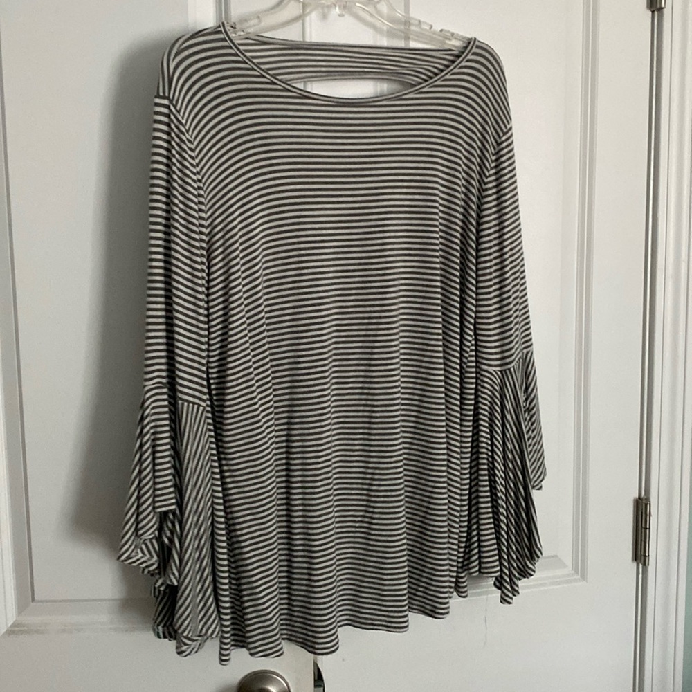 Pinkblush Maternity Top. Super soft. Grey Stripe